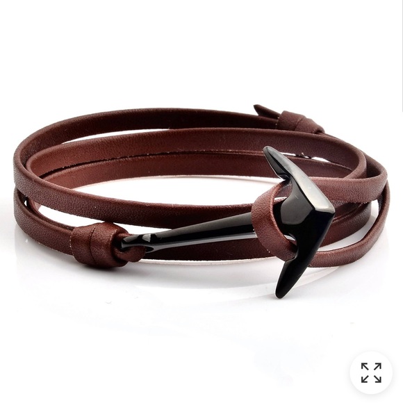 Crucible Men's Black Plated Leather Wrap Bracelet - Picture 7 of 8